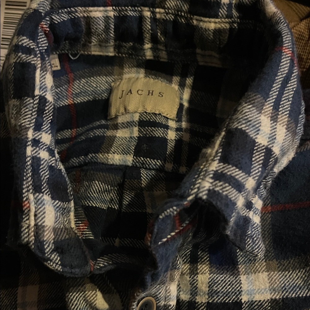 Jachs Navy and White Plaid with two front buttoned pockets Shirt